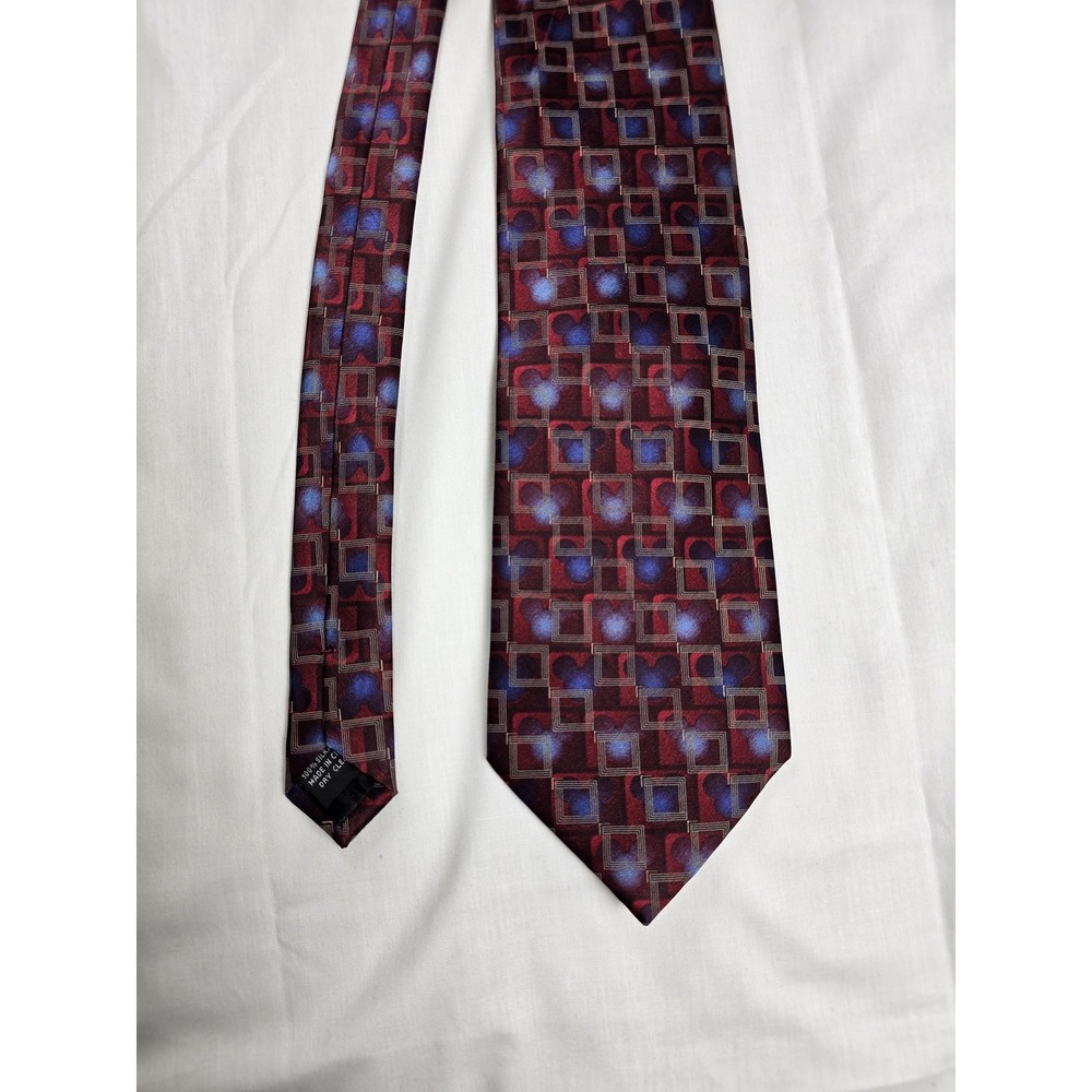 Disney Mickey‎ Mouse Walt Disney World Tie Mens One Size Burgundy Silk Geometric